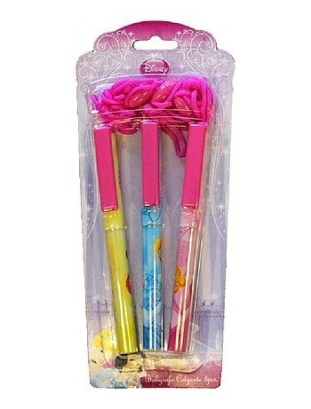 Lot de 3 stylos tour de cou Princesse
