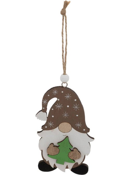 Lot de 3 sujets gnome cadeau bois h10 cm marron - Kiabi