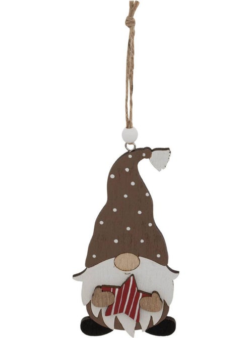 Lot de 3 sujets gnome cadeau bois h10 cm marron - Kiabi