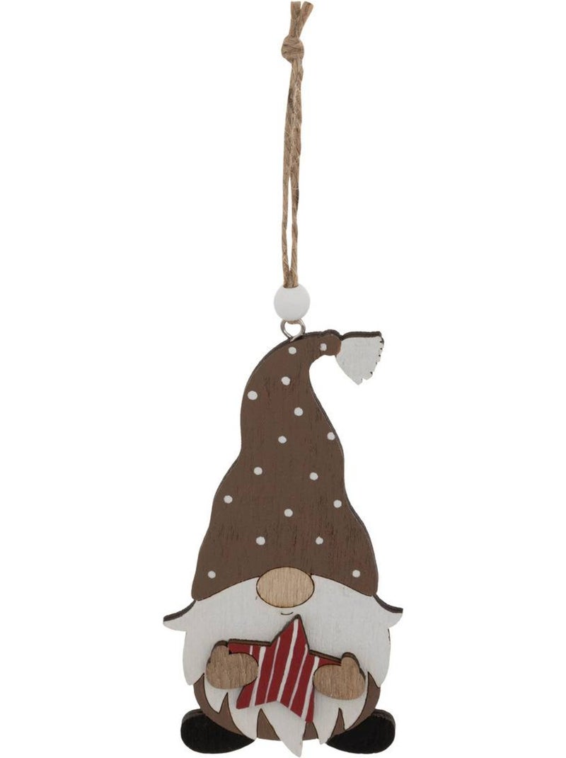 Lot de 3 sujets gnome cadeau bois h10 cm marron Marron - Kiabi