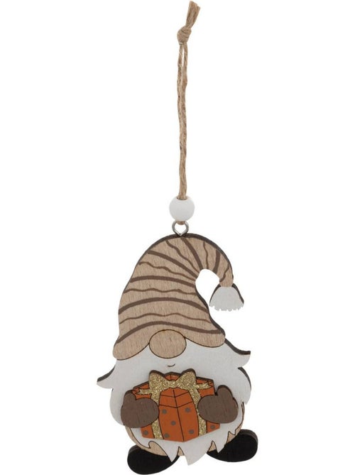 Lot de 3 sujets gnome cadeau bois h10 cm marron - Kiabi
