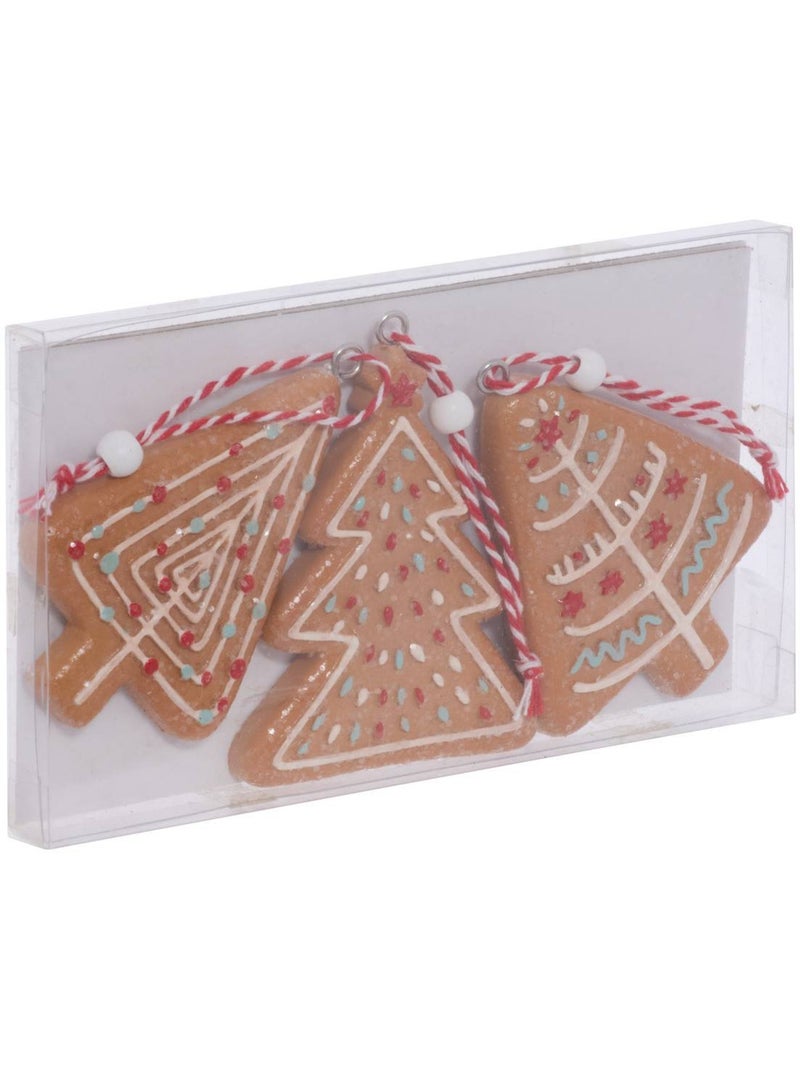 Lot de 3 suspensions de sapin biscuits en résine 8 cm Beige - Kiabi