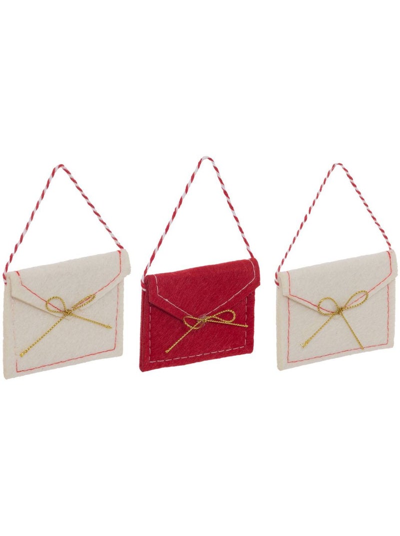 Lot de 3 suspensions de sapin lettre en feutrine rouge et blanc 8 cm Rouge - Kiabi