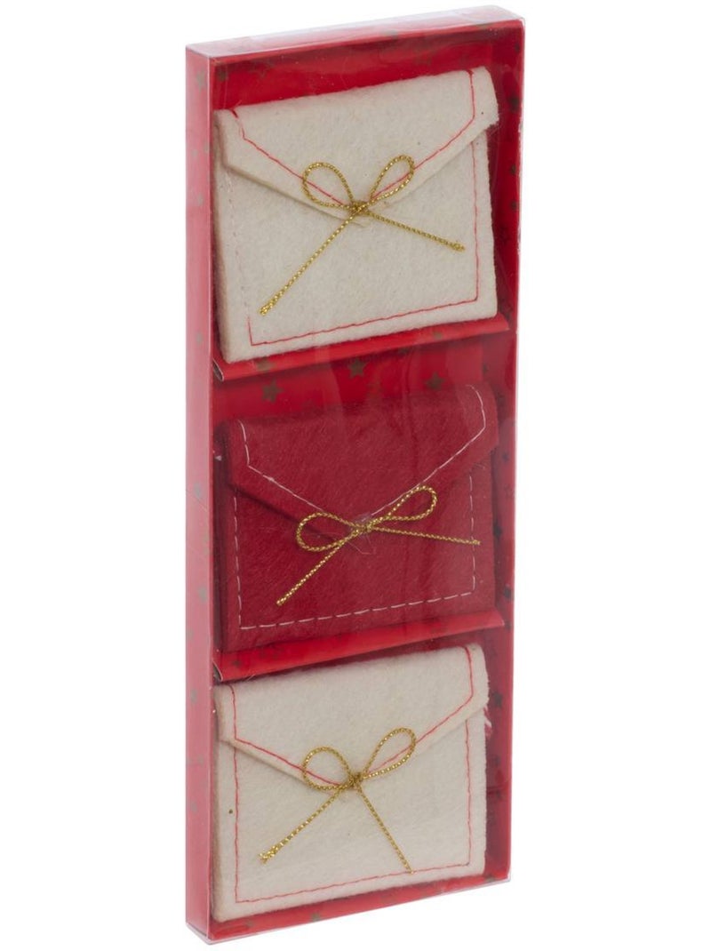 Lot de 3 suspensions de sapin lettre en feutrine rouge et blanc 8 cm Rouge - Kiabi
