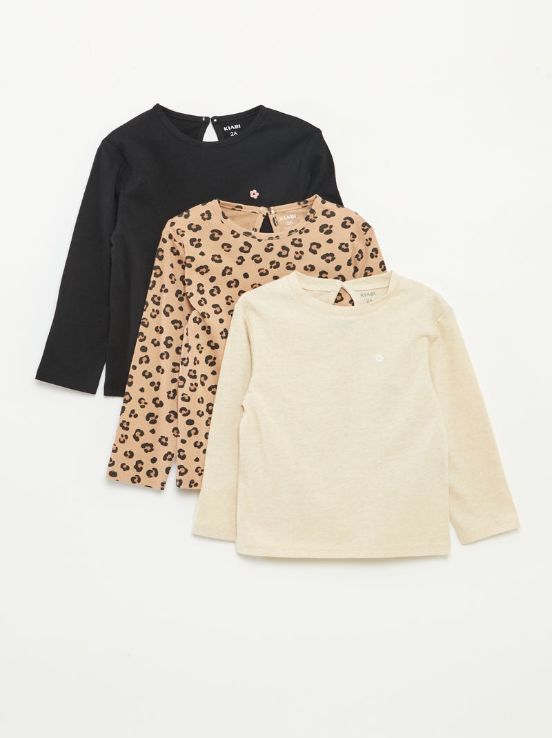 Lot de 3 t-shirts à manches longues Beige - Kiabi