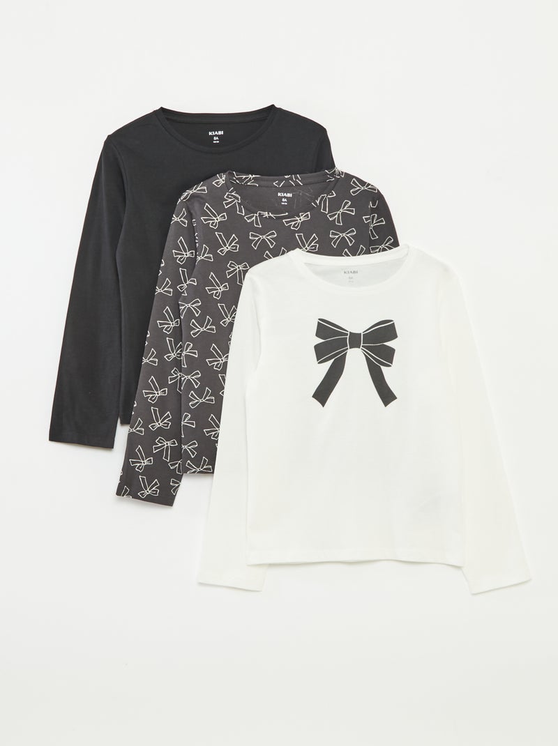 Lot de 3 t-shirts à manches longues et col rond Beige - Kiabi