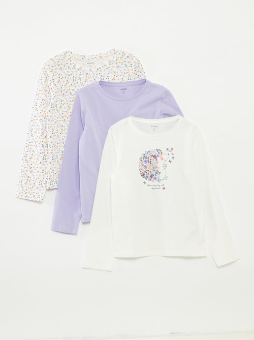 Lot de 3 t-shirts à manches longues et col rond - Kiabi