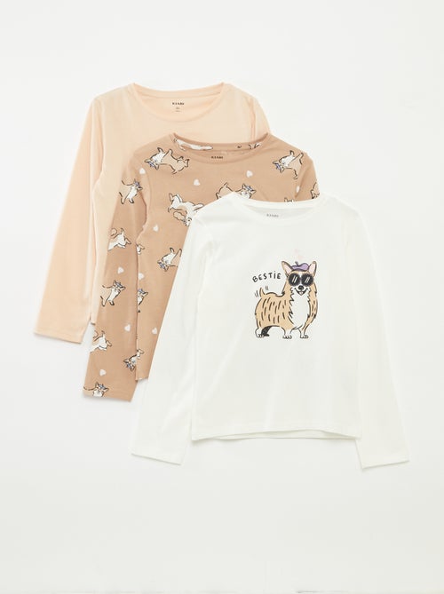 Lot de 3 t-shirts à manches longues et col rond - Kiabi