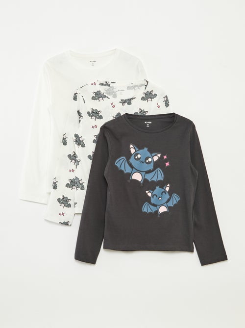 Lot de 3 t-shirts à manches longues et col rond - Kiabi