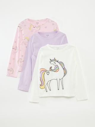 Lot de 3 t-shirts à manches longues et col rond