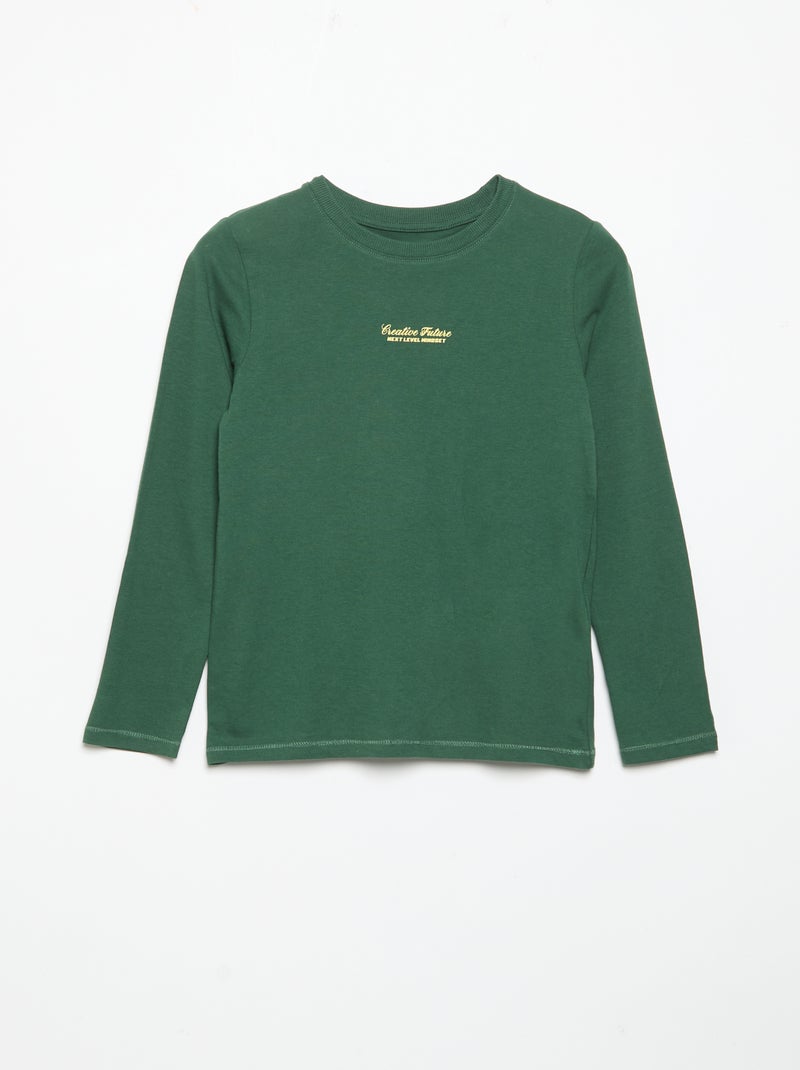 Lot de 3 T-shirts à manches longues Vert - Kiabi