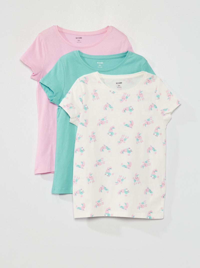 Lot de 3 t-shirts en jersey à col rond Blanc - Kiabi
