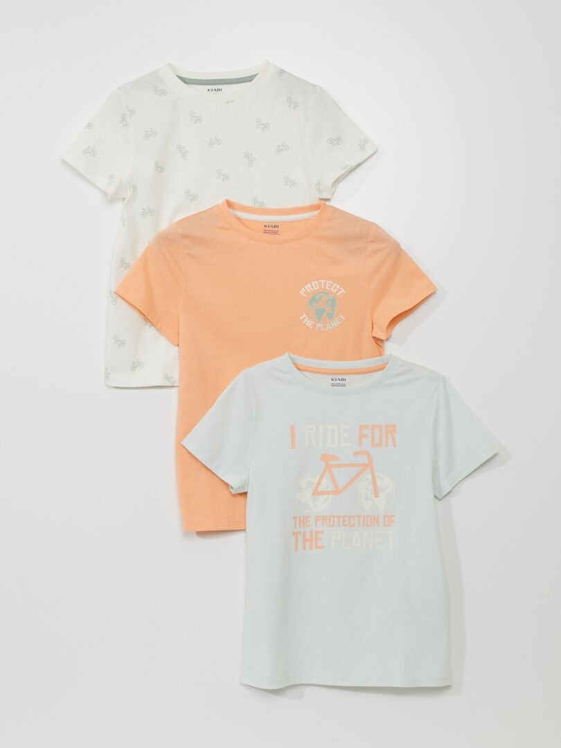 Lot de 3 t-shirts en jersey Bleu/Rose/Blanc - Kiabi