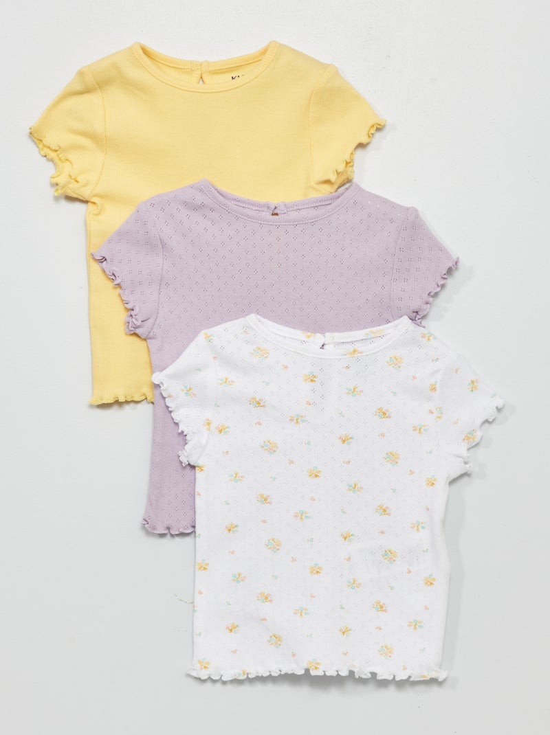 Lot de 3 t-shirts en maille pointelle BLANC - Kiabi
