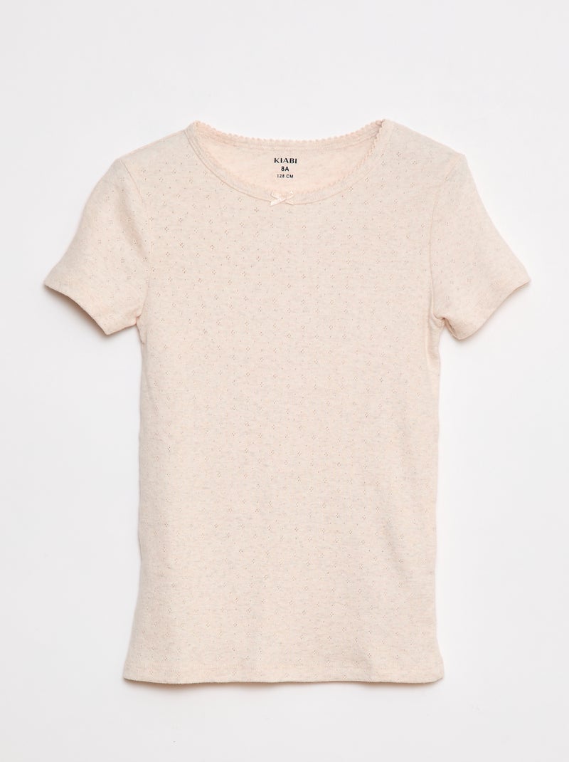 Lot de 3 t-shirts en maille pointelle Blanc/rose - Kiabi