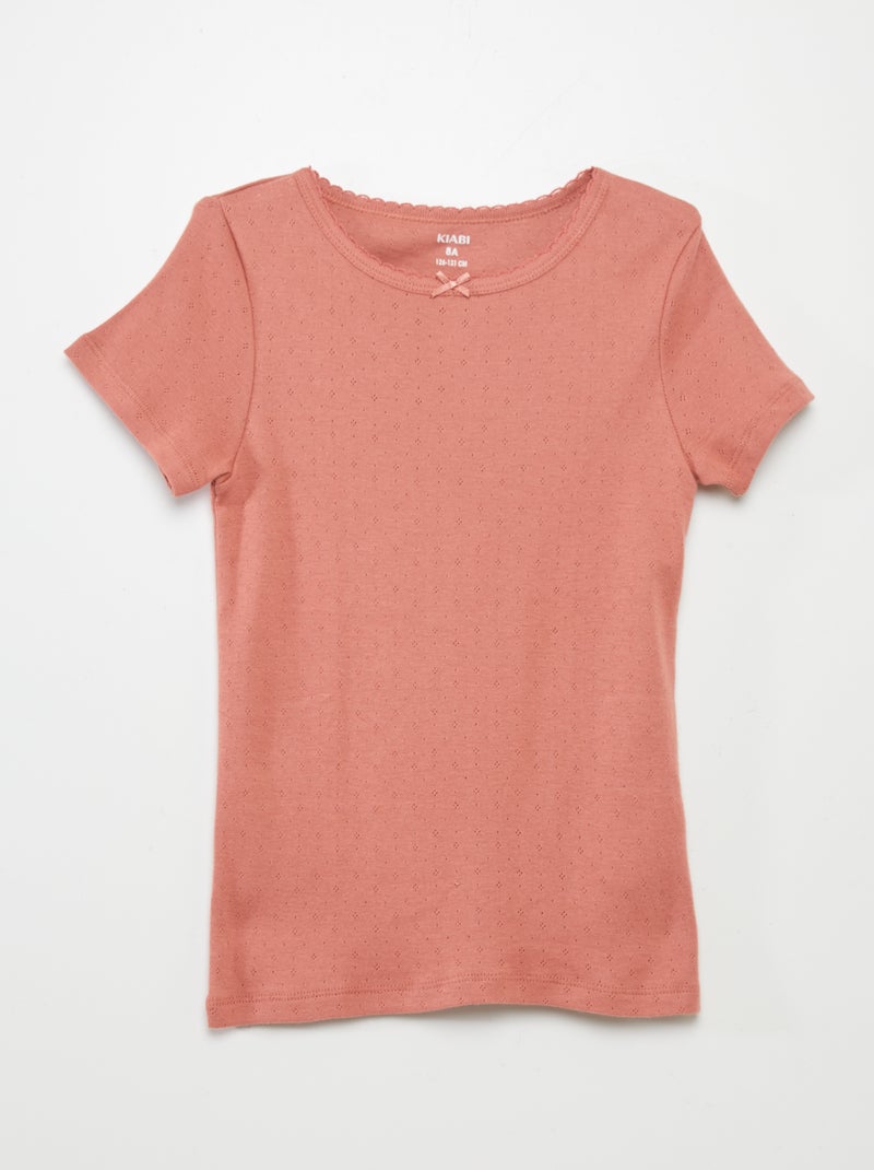 Lot de 3 t-shirts en maille pointelle Blanc/rose/rouge - Kiabi