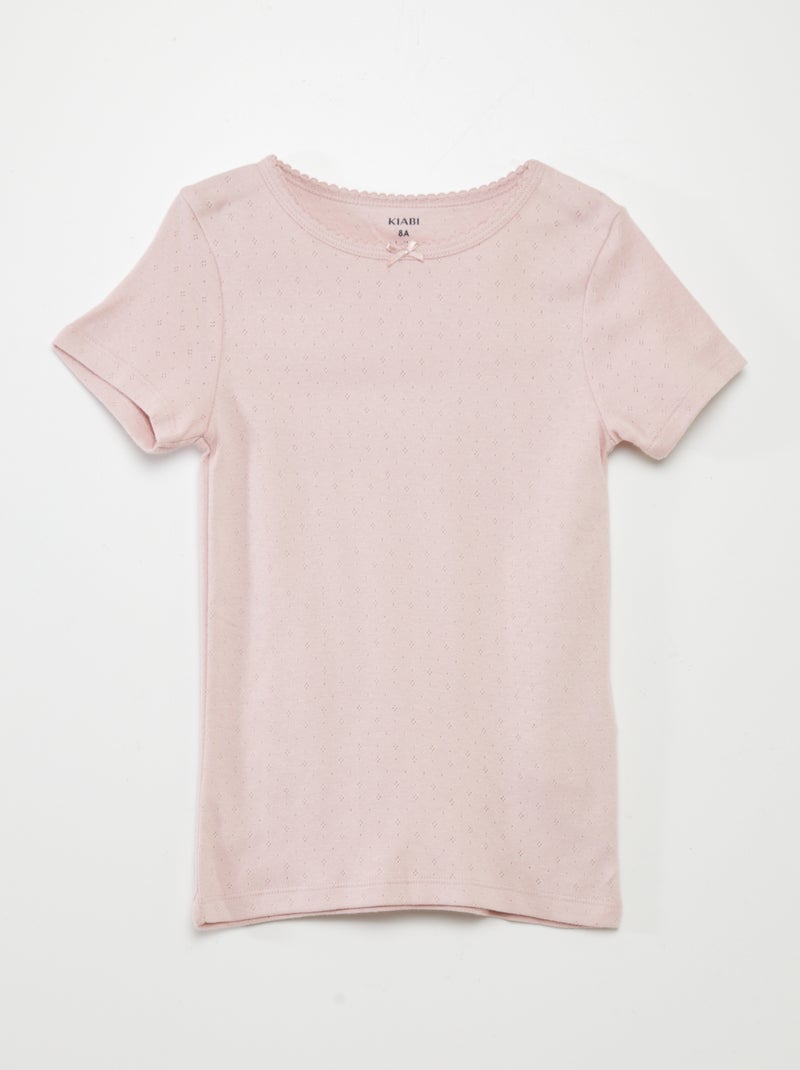 Lot de 3 t-shirts en maille pointelle Blanc/rose/rouge - Kiabi