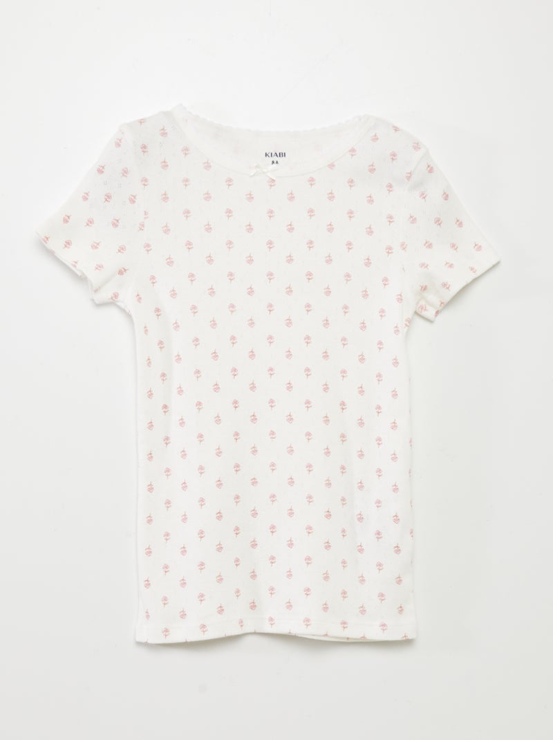 Lot de 3 t-shirts en maille pointelle Blanc/rose/rouge - Kiabi