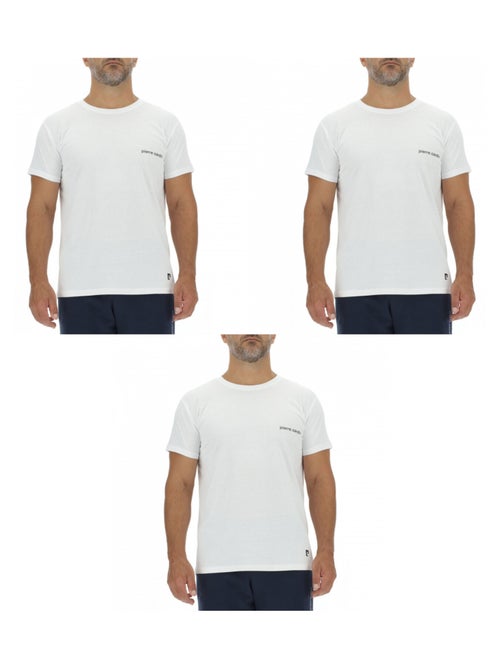 Lot de 3 T-shirts homme en coton uni col rond imprimé poitrine Pierre Cardin - Kiabi