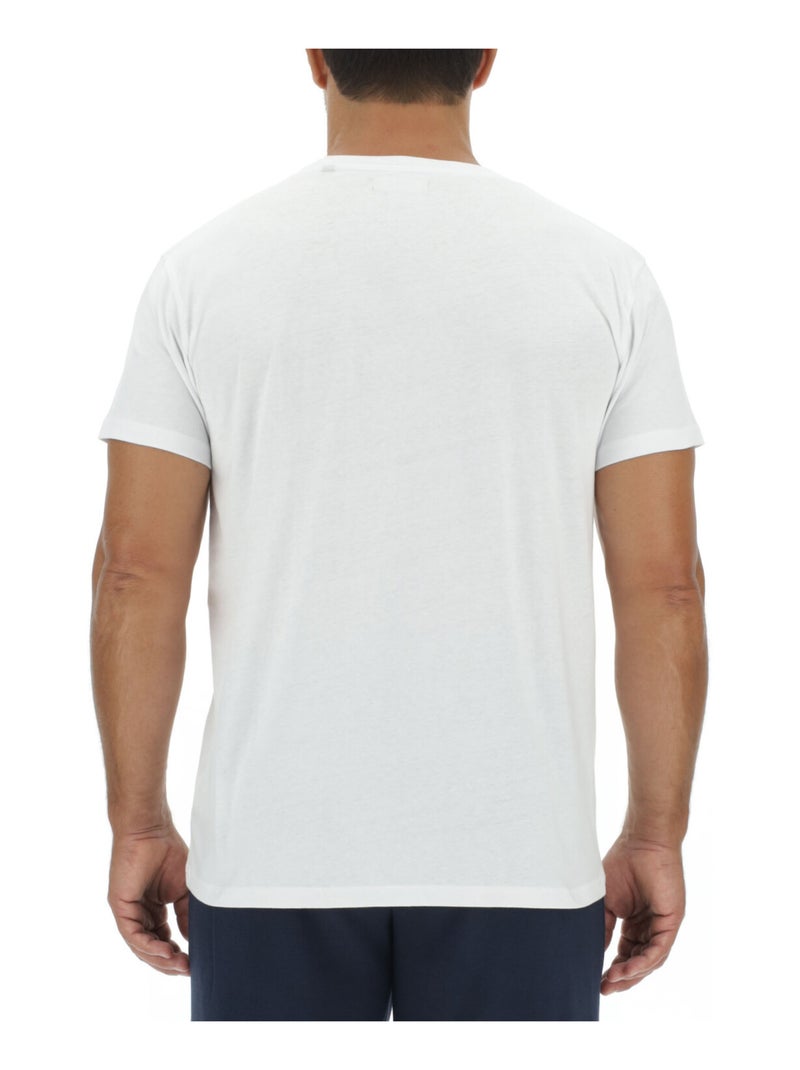 Lot de 3 T-shirts homme en coton uni col rond imprimé poitrine Pierre Cardin Blanc - Kiabi