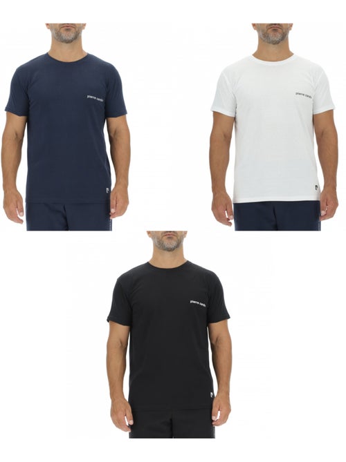 Lot de 3 T-shirts homme en coton uni col rond imprimé poitrine Pierre Cardin - Kiabi
