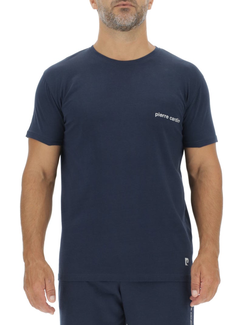 Lot de 3 T-shirts homme en coton uni col rond imprimé poitrine Pierre Cardin Bleu - Kiabi