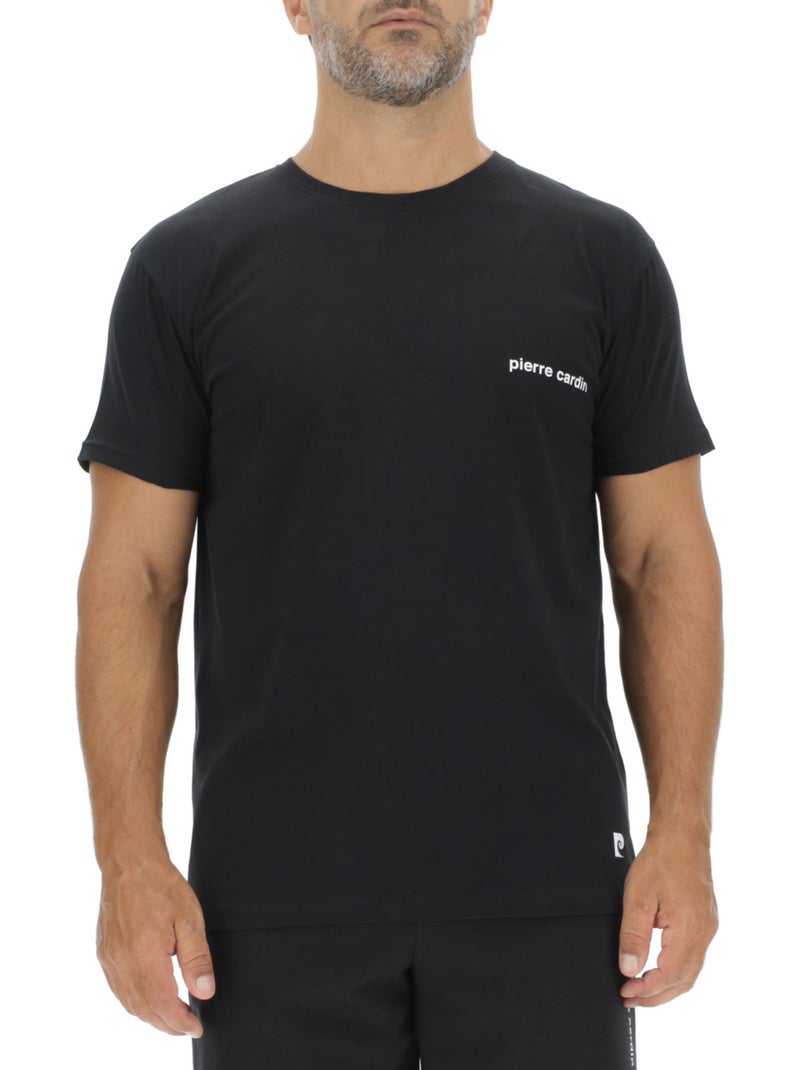 Lot de 3 T-shirts homme en coton uni col rond imprimé poitrine Pierre Cardin Bleu - Kiabi