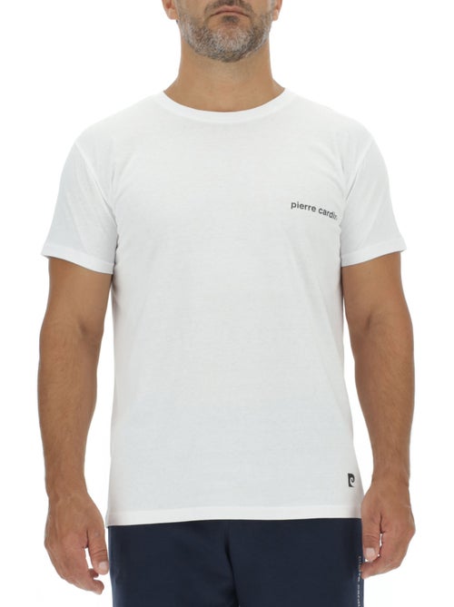 Lot de 3 T-shirts homme en coton uni col rond imprimé poitrine Pierre Cardin - Kiabi