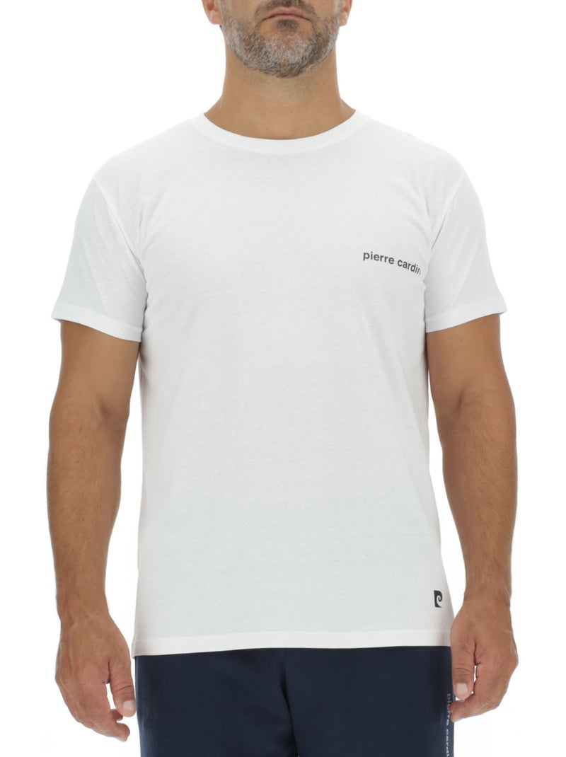 Lot de 3 T-shirts homme en coton uni col rond imprimé poitrine Pierre Cardin Bleu - Kiabi