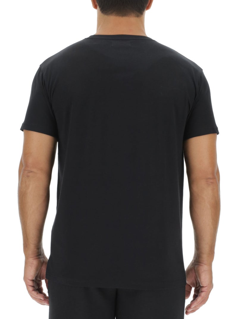 Lot de 3 T-shirts homme en coton uni col rond imprimé poitrine Pierre Cardin Noir - Kiabi