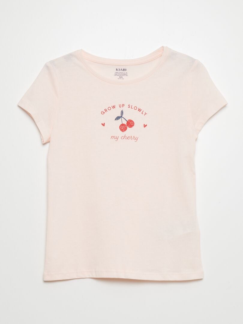 T-shirt Long Kiabi Grande Taille 3XL 54/56 - Dos Super Blanc Et Rose
