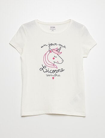 T-shirt fille beige licorne 4 ans - Kiabi - 4 ans