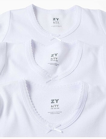 Lot de 3 T-shirts maillot de corps à manches longues en coton peigné