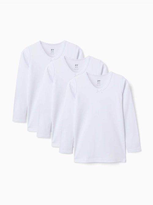 Lot de 3 T-shirts maillot de corps à manches longues en coton peigné - Kiabi Lot de 3 T-shirts maillot de corps à manches longues en coton peigné - Kiabi