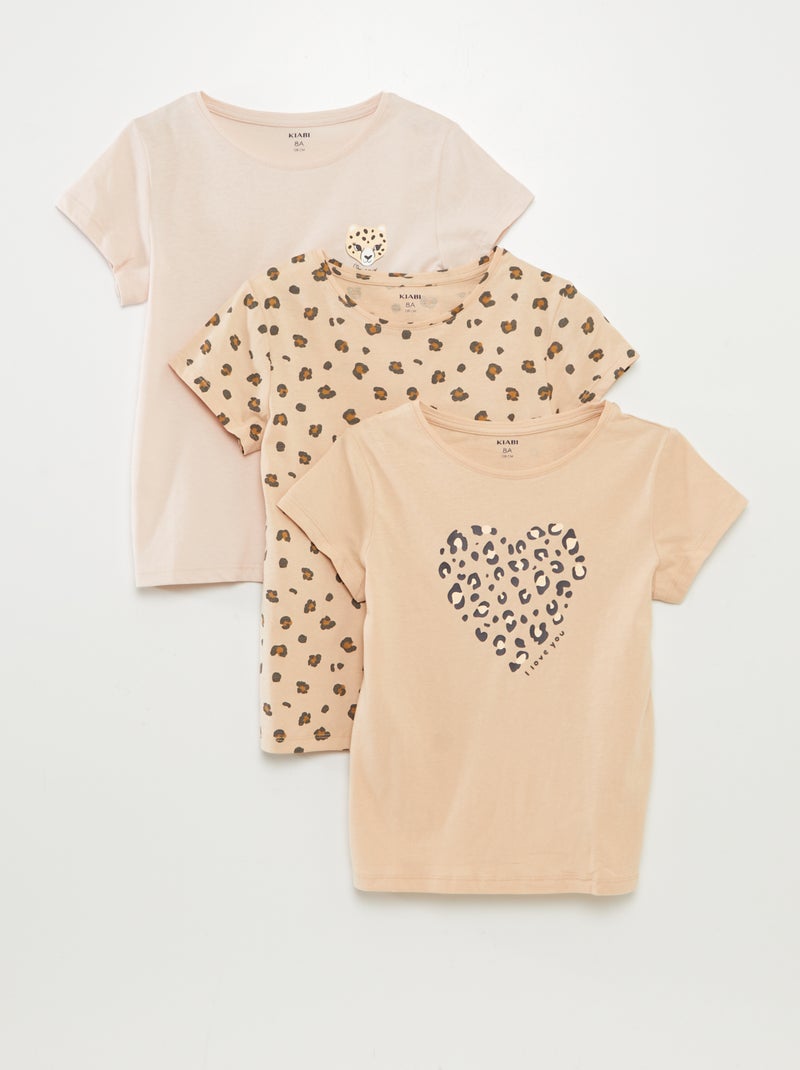 Lot de 3 t-shirts manches courtes Beige - Kiabi