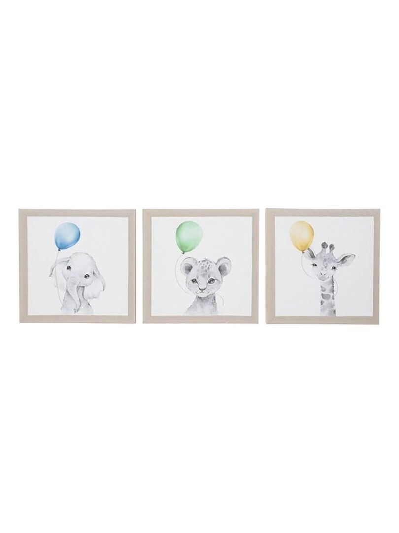 Lot de 3 tableaux toile Balloons 30x30 cm Blanc - Kiabi