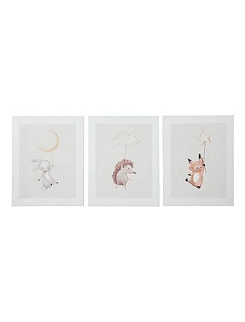 Lot de 3 tableaux toile Doudous 30x40 cm