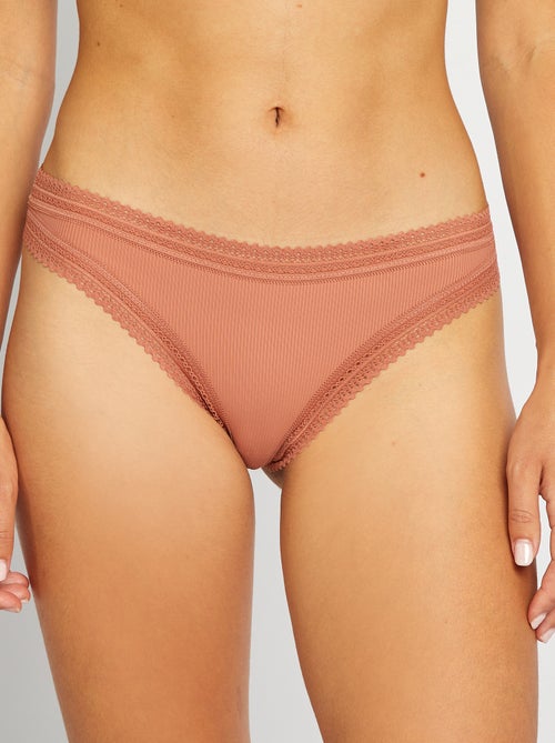 Lot de 3 tangas côtelés - Kiabi