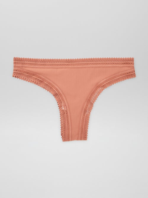 Lot de 3 tangas côtelés - Kiabi