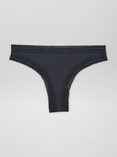 Lot de 3 tangas côtelés - Kiabi