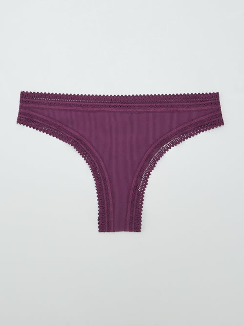 Lot de 3 tangas côtelés - Kiabi