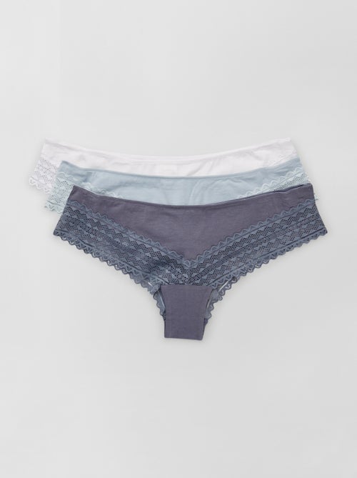 Lot de 3 tangas coton et dentelle - Kiabi