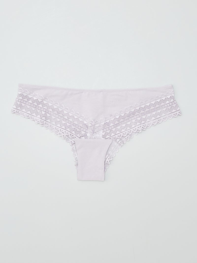 Lot de tangas coton et dentelle Lila Femme Kiabi