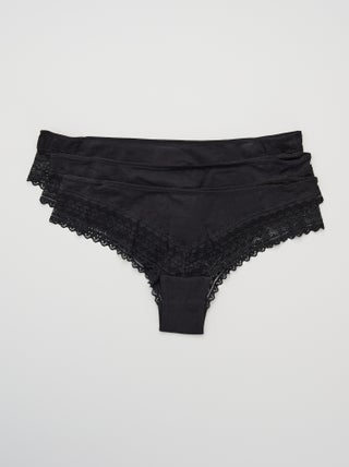 Lot de 3 tangas coton et dentelle
