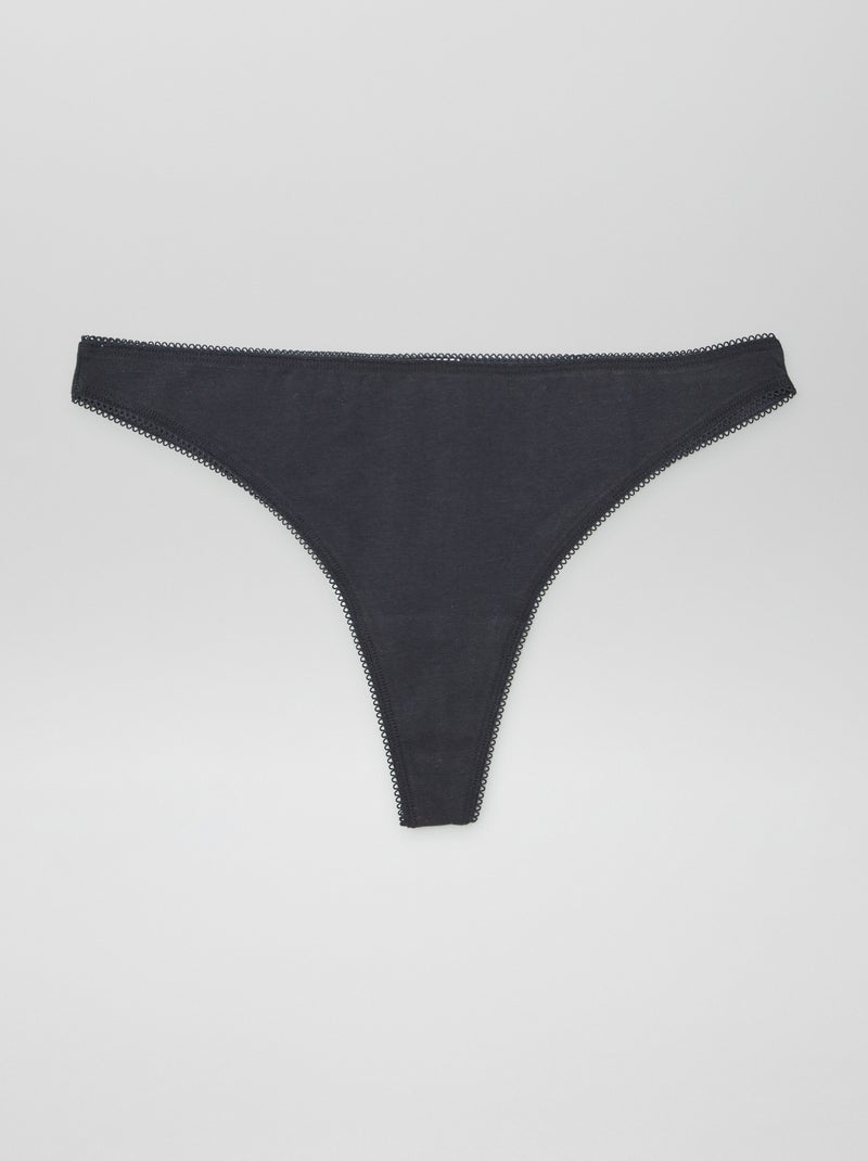 Lot de 3 tangas en coton Ecru/gris/noir - Kiabi