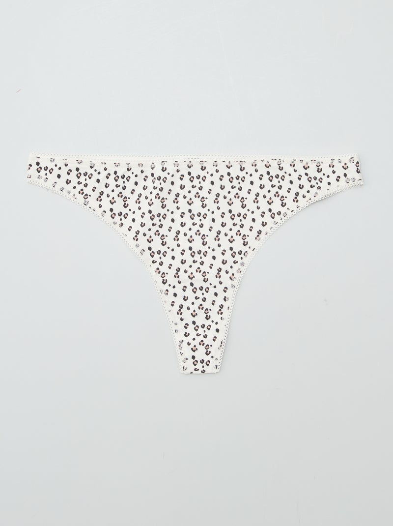 Lot de 3 tangas en coton kaki/gris/noir - Kiabi