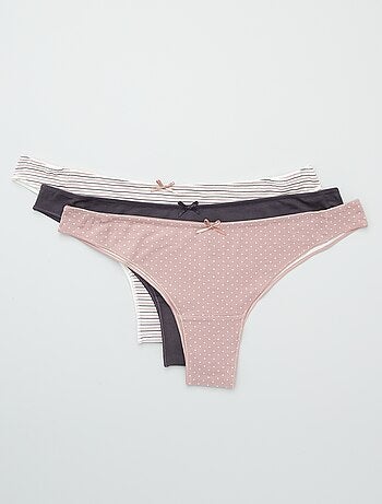 Lot de 3 tangas en coton stretch