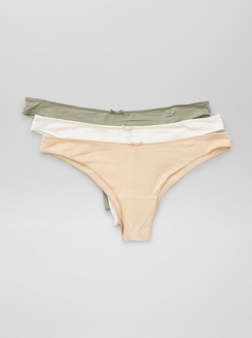 Lot de 3 tangas en coton stretch - Kiabi