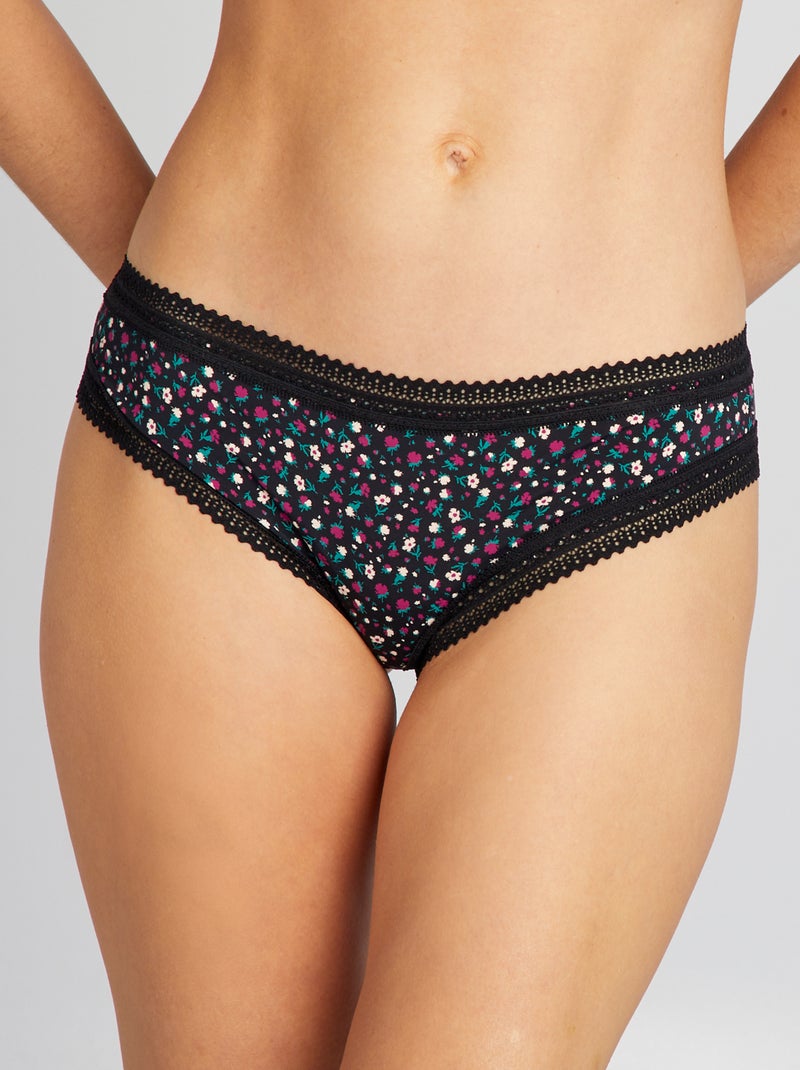 Lot de 3 tangas en microfibre imprimé BLEU - Kiabi