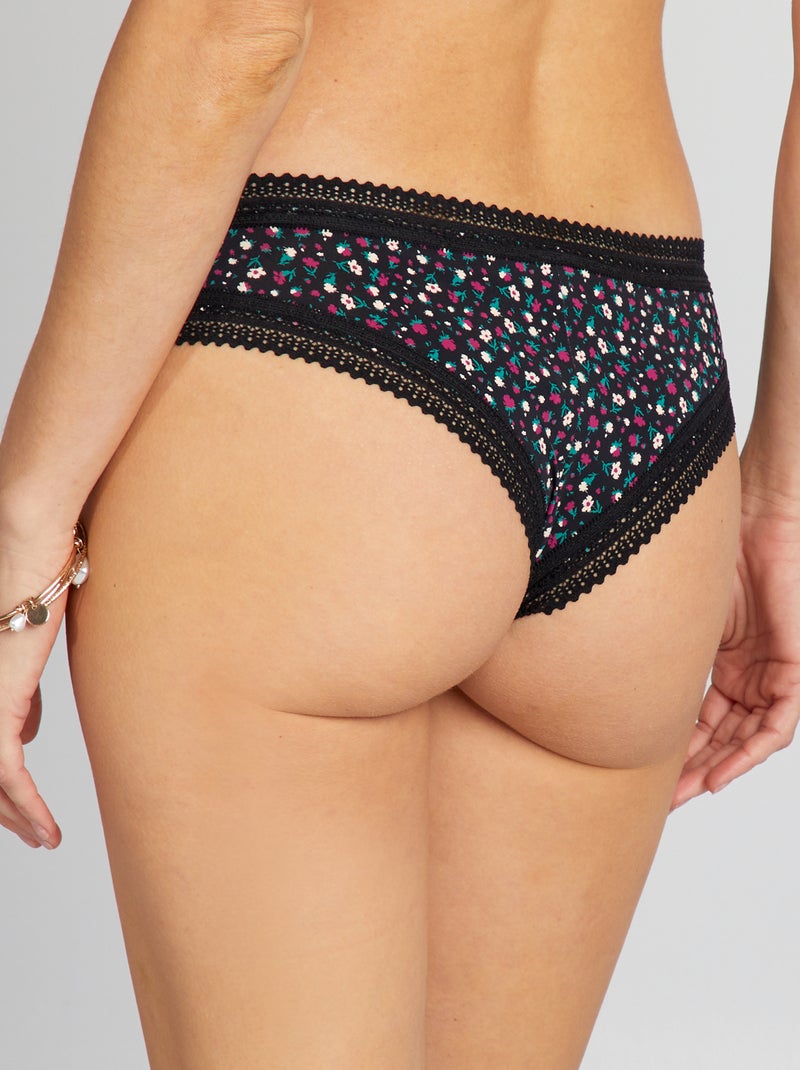 Lot de 3 tangas en microfibre imprimé BLEU - Kiabi